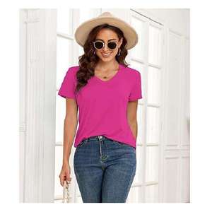 Women's Casual Summer Canvas Breathable 100% Cotton Custom Size <b>High</b> Quality <b>T</b>-<b>Shirts</b> - Product Image 5