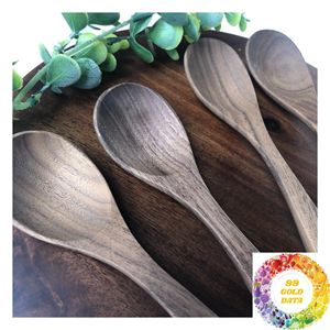 Cuchara de Té de Madera de Nogal, Herramienta para Remover Hecha a Mano, Natural, para Azúcar, Miel, Café, Condimentos y Preparación de Postres - Product Image 1