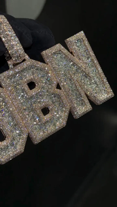 Moissanite Iced Out Baby <b>Initial</b> Pendant Hip Hop Letter <b>Necklace</b> Luxury Streetwear Jewelry Bold Mens Fashion Statement Gift - Product Image 5