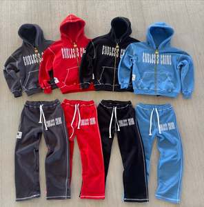 Ensemble de vêtements de ville personnalisés pour hommes impression de sweat à capuche et pantalon de survêtement délavés à l'acide et au soleil survêtement vintage pour hommes - Product Image 2