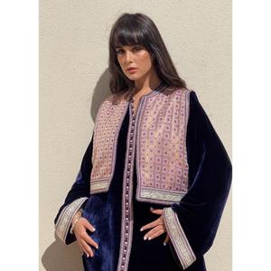 Premium Velvet <b>Kaftan</b> Set Velvet <b>Kaftan</b> Finished Graphic Sfifa Neckline Full Front Opening Fastening Handmade Silk Buttons - Product Image 5