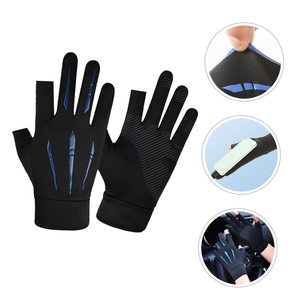 Gants en nylon doux pour la peau pour adultes, mitaines à deux doigts exposés de couleur unie, gants de sport d'extérieur pour adolescents, gants à doigts complets compatibles avec les écrans tactiles - Product Image 1