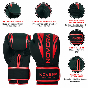 Gants de boxe haut de gamme en cuir véritable à lacets, avec sangle de poignet réglable, imperméables et anti-humidité - Product Image 3