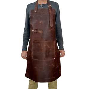 High Quality Leather <b>Apron</b> for Barista Chef <b>BBQ</b> Grill Durable Cowhide <b>Apron</b> with Pockets OEM ODM Bulk Supply LPN-0289 - Product Image 5