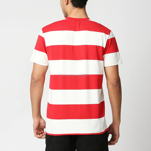 เสื้อยืดคอกลมแขนสั้นลายทางสีแดงขาวสำหรับผู้ชาย ผ้าฝ้าย พิมพ์ลาย Bowling Junkie ทรงปกติ ผ้าเจอร์ซีย์ถัก ระบายอากาศได้ดี - Product Image 2