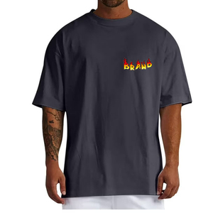Customize High-quality Oversized Hip Hop Knitted 100% <b>Ring</b> Spun Cotton Men's T-shirt DTG Printed Logo Breathable Quick Dry Men - Product Image 1