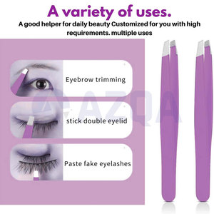 Professional Stainless Steel Eyebrow Tweezers Set with PU Leather Pouch <b>Precision</b> Hair Removal Beauty <b>Tool</b> Kit - Product Image 3