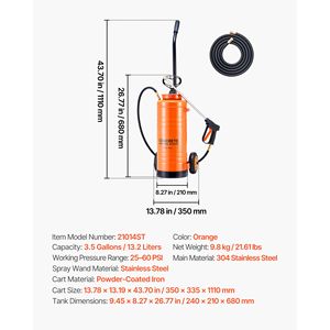 Pulverizador Industrial de Acero Inoxidable de 3.5 Galones, Carro con Ruedas de Alta Resistencia, Varilla de 20.5 Pulgadas, Bomba Tri-Poxy, Esparcidor de Concreto - Product Image 6