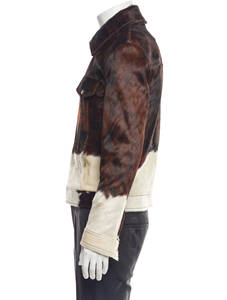 Chaqueta Bomber con Capucha para Hombre, Estilo Occidental, Personalizada con Logotipo, de Cuero y Tela con Pelo de Vaca, Impermeable, Venta al Por Mayor OEM - Product Image 1