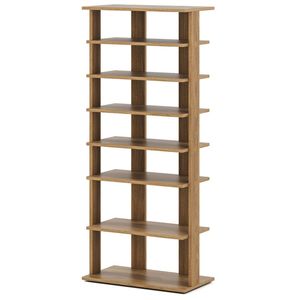 Scarpiera a 7 livelli a doppia fila con ripiani regolabili, salvaspazio, stretta, per ingresso o armadio, anti-ribaltamento, colore naturale - Product Image 3