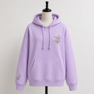 เสื้อสเวตเชิ้ตมีฮู้ดสีลาเวนเดอร์สำหรับผู้หญิงไซส์ใหญ่ แขนยาว ผ้าฝ้ายถัก สีพื้น ใส่ได้ในฤดูใบไม้ร่วง - Product Image 4