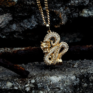 Hip Hop Dragon Pendant <b>Iced</b> <b>Out</b> Cubic Zircon Stones Men Jewelry Flying Mythical Creature Charm Gold Silver Bling Cuban <b>Chain</b> - Product Image 5