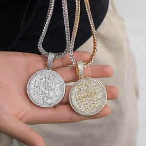 Stay Humble Hustle Hard Moissanite Pendant Necklace 925 Silver <b>Iced</b> <b>Out</b> Round Medallion <b>Chain</b> - Product Image 6