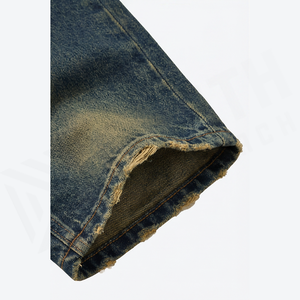 Pantalon cargo en jean léger délavé à l'acide, taille haute, coupe droite, en coton, style streetwear décontracté pour homme, collection automne, vente en gros et personnalisation - Product Image 4