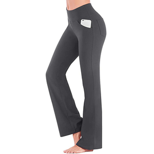 Solid <b>Flared</b> Yoga <b>Leggings</b> Elastic Waist Soft Stretch Lightweight Breathable Spandex/Nylon Gym Fitness Wear Custom Logo Women's - Product Image 5