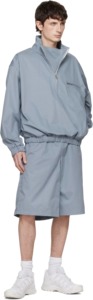 Blouson bomber bleu clair pour homme, col montant, coupe-vent, polyester, style workwear, fermeture éclair, coupe classique, pour l'automne - Product Image 6
