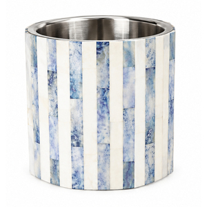 Seau à glace à double paroi en acier inoxydable avec incrustation de nacre, élégant refroidisseur à vin en métal artisanal avec couvercle et poignée - Product Image 6