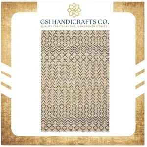 Alfombra Geométrica Marroquí Rectangular de Pelo Corto, Diseño Beige y Negro, Moderna, para Sala de Estar, Precio de Mayoreo - Product Image 3
