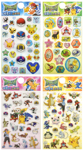 Autocollants en époxy Pokémon Soleil et Lune coréens, lot de 4, personnages mignons, autocollants décoratifs brillants en forme de dôme, pour journal, téléphone, enfants, anime, vente en gros - Product Image 1