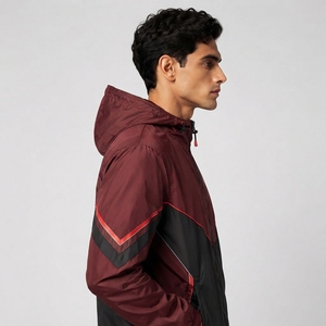 Men's Hooded Stand Collar Waterproof <b>Reversible</b> Windproof Canvas Windbreaker <b>Jacket</b> OEM Customizable Colors Zipper Front Back - Product Image 3