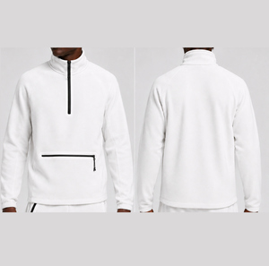 Sudadera Blanca de Último Diseño con Cierre Negro, Sudadera de Forro Polar Técnico para Hombre, Sudadera con Cierre de Cremallera, Bolsillo en el Pecho, Transpirable - Product Image 4
