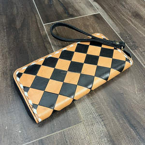 Cartera de mano de piel auténtica con diseño a cuadros para mujer, tarjetero de gran capacidad, novedad de venta al por mayor - Product Image 4