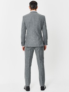 Traje de Tres Piezas para Hombre, Gris, de Lana, Estilo Británico, Corte Entallado, Chaqueta, Chaleco y Pantalones, Cuello de Solapa, Cierre de un Botón - Product Image 4