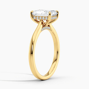 Anillo de diamante con corte radiante y halo oculto de 2.00 quilates, claridad VS1, color F, diamante cultivado en laboratorio, oro de 18k, certificado IGI, joyería CVD para ella. - Product Image 4