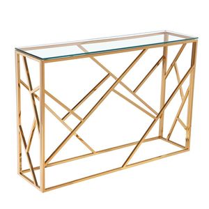 Exclusive Metal <b>Console</b> <b>Table</b> With Clear Glass Top Durable Hallway Furniture For Sophisticated Residential Decoration Themes - Product Image 4