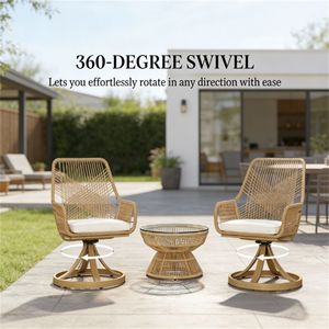 Set di Due Sedie da Pranzo Girevoli Color Kaki, Solo Sedie da Giardino - Product Image 2