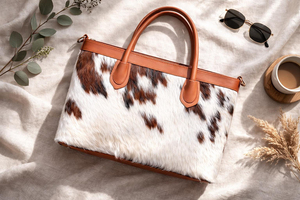 Faux <b>Fur</b> Cowhide Pattern <b>Tote</b> <b>Bag</b> Women's Fashion Handbag Zipper Closure All Seasons Daily Use - Product Image 5
