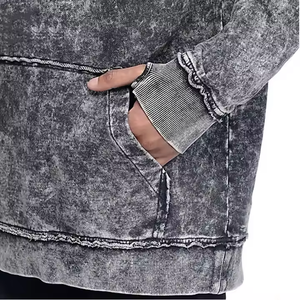 Sudadera con Capucha Beige Personalizada con Efecto Ácido para Hombre, Oversize, Hombros Caídos, Bolsillo Canguro, Estilo Vintage Lavado, Streetwear - Product Image 5