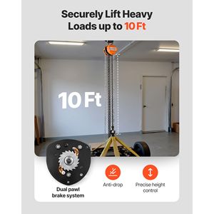 "1 Ton Capacity Hand Chain <b>Hoist</b> with 10 ft Lifting Height and G80 Galvanized Chain" - Product Image 3