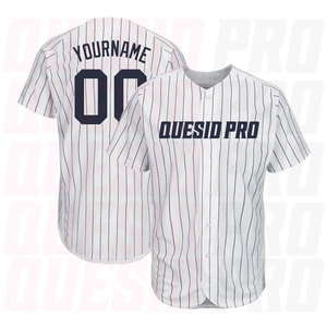 Nouvelle Arrivée Maillot de Baseball Best-Seller Maillot de Baseball pour Jeunes Maillot de Baseball Homme Rayé Blanc & Bleu Marine - Product Image 1