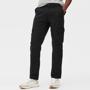 Pantalones Cargo de Lona Vintage para Hombre, Cintura Media, Corte Recto, para Senderismo, Trabajo, Casuales, con Bolsillos Laterales, Secado Rápido, Transpirables, 100% Poliéster - Product Image 1