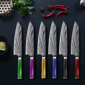 Couteau de chef en acier Damas artisanal de qualité supérieure, manche personnalisable, finition brossée extra-affûtée, passe au lave-vaisselle - LAMES DE PRESTIGE - Product Image 3