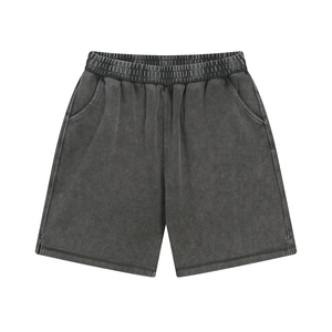 Shorts chauds unis pour hommes 100 % polyester respirant séchage rapide style décontracté taille élastique tissu peigné tricoté 160g logo frontal - Product Image 1