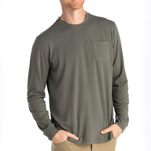 T-shirt unisexe à manches longues en coton avec tissu tricoté doux anti-boulochage, coupe ample pour la gym et les tenues décontractées - Product Image 4