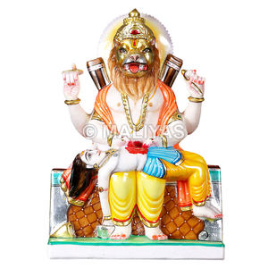 Statue de Narsingh en marbre |   Murti en marbre Narasimha Bhagwan fait main – MALIYAS - Product Image 1