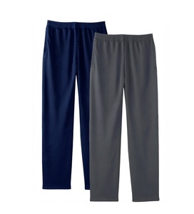 <b>Men</b> High Fleece Pants Elastic <b>Loose</b> Fit Ankle-Length Casual <b>Joggers</b> Solid Color Knitted Windproof Breathable Sweatpants - Product Image 1