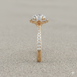 Anillo de Compromiso Vintage Aureola con Halo de Diamantes en Oro Certificado - Product Image 6