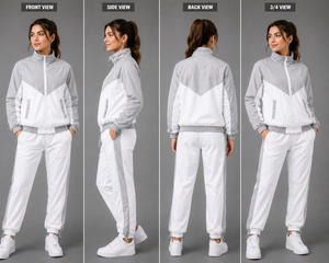 Ensemble de survêtement pour homme avec blocs de couleur, veste à col montant zippée et pantalon, tenue sportive - Product Image 6