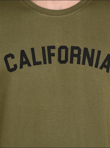Sudadera de Cuello Redondo para Hombre, Color Verde Oliva, Corte Regular, con Logotipo de California Estampado, Informal, Tejida, 100% Algodón, para Otoño - Product Image 4