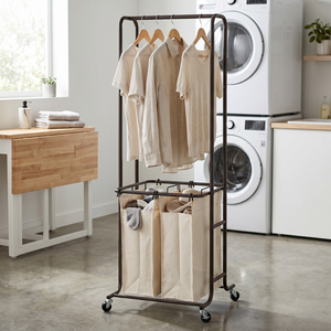Modern White Metal Home <b>Storage</b> Organizer Factory-Made Laundry Hamper Stand <b>for</b> Bedroom Living Room <b>for</b> <b>Clothes</b> Housewares - Product Image 2