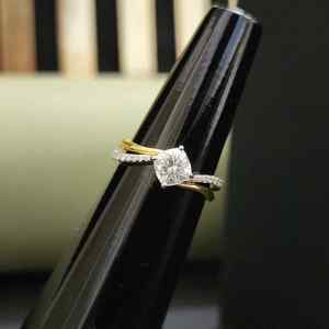 DOPE JEWELLS Luxury <b>Cushion</b> Cut Yellow Gold Moissanite Engagement Ring Tiny Diamonds Prong Setting 18KT Gold IGI Certified - Product Image 1