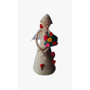 Figurine d'ange en macramé faite à la main avec bouquet de fleurs, décoration bohème pour la maison, décoration intérieure pour le salon - Product Image 5