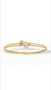 Pulsera Delicada de Doble Hilera Poetic Toi Et Moi con Cojín Bicolor y Diamante Rosa Tallado en Pera Cultivado en Laboratorio, Joyería Fina de Oro de 14K - Product Image 6