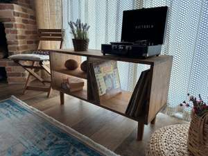 ขาตั้งเครื่องเล่นแผ่นเสียงไวนิลไม้เนื้อแข็ง ปี 2026 พร้อมชั้นเก็บแผ่นเสียง โต๊ะวางเครื่องเล่นแผ่นเสียง สำหรับห้องนั่งเล่น ห้องดนตรี เฟอร์นิเจอร์บ้าน - Product Image 2