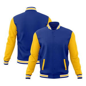 Blouson universitaire personnalisé en toile respirante coupe-vent avec manches en laine et cuir, coupe oversize, faible MOQ, couleur unie, pour homme, hiver - Product Image 1