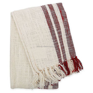 Manta Decorativa con Flecos Tejida a Mano, Manta Duradera Hecha a Mano en India con Textura Tejida - Product Image 2